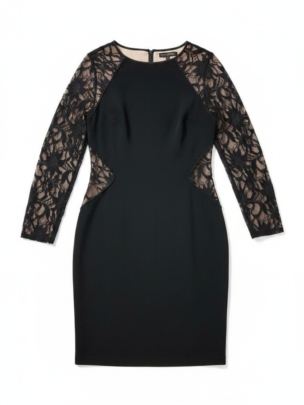 Ralph Lauren Black Lace Sleeve Sheath Dress Sz 12